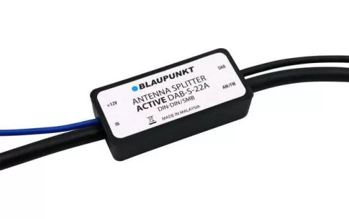 Blaupunkt DAB-S-22P Antenna Osztó, Passzív Rádióelosztó, Analóg Rádió És DAB DAB Plusz, 50 Ohm, SMB Csatlakozó, DIN Dugó, Fekete, Autós Használat