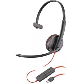   Poly Blackwire 3210 USB-C Vezetékes Headset, PC És Mac Kompatibilis, Dinamikus Meghajtó, 20 Hz-20 kHz, Zajszűrő Mikrofon, Fekete