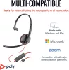 Poly Blackwire 3210 USB-C Vezetékes Headset, PC És Mac Kompatibilis, Dinamikus Meghajtó, 20 Hz-20 kHz, Zajszűrő Mikrofon, Fekete