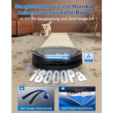  ECOVACS T80 OMNI Black Robotporszívó és Felmosó, 3 700 Pa Felmosási Nyomás, 200 Tisztítási Művelet/min, 99% Lefedettség, Fekete