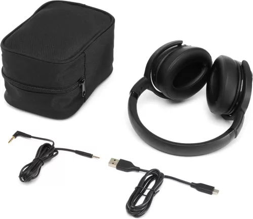 AmazonCommercial SCBT15 Vezeték Nélküli Fejhallgató, Bluetooth, Active Noise Cancellation, AptX Sztereó, 2 MEMS Mikrofon, Összecsukható, Tokkal, Fekete