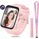 OKYUK T45 Gyerek Okosóra, 4G, Android Wear, iOS, 8 GB, Beépített GPS, WiFi, LBS, 2 Mp HD Kamera, SOS Gomb, Pedométer, Alváskövetés, Zseblámpa, Rózsaszín