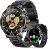 SOUYIE SW-7 Férfi Okosóra, AMOLED Kijelző 466x466, Bluetooth Hívás, Mikrofon, Hangszóró, Pulzusmérő, Vérnyomásmérő, Vér-oxigén, Alváskövetés, 100 Sportmód, IPX Vízálló, 400 mAh Akkumulátor, Acél Szíj, Szilikon Szíj, Fekete