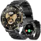 SOUYIE SW-7 Férfi Okosóra, AMOLED Kijelző 466x466, Bluetooth Hívás, Mikrofon, Hangszóró, Pulzusmérő, Vérnyomásmérő, Vér-oxigén, Alváskövetés, 100 Sportmód, IPX Vízálló, 400 mAh Akkumulátor, Acél Szíj, Szilikon Szíj, Fekete