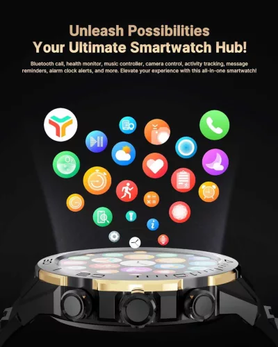 SOUYIE SW-7 Férfi Okosóra, AMOLED Kijelző 466x466, Bluetooth Hívás, Mikrofon, Hangszóró, Pulzusmérő, Vérnyomásmérő, Vér-oxigén, Alváskövetés, 100 Sportmód, IPX Vízálló, 400 mAh Akkumulátor, Acél Szíj, Szilikon Szíj, Fekete