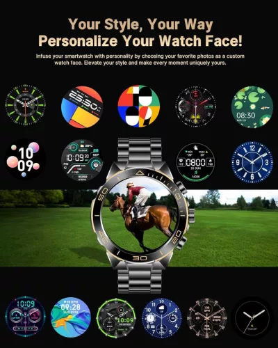 SOUYIE SW-7 Férfi Okosóra, AMOLED Kijelző 466x466, Bluetooth Hívás, Mikrofon, Hangszóró, Pulzusmérő, Vérnyomásmérő, Vér-oxigén, Alváskövetés, 100 Sportmód, IPX Vízálló, 400 mAh Akkumulátor, Acél Szíj, Szilikon Szíj, Fekete
