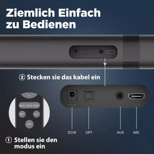 GarageRock KY8000 Soundbar, 2 Az 1-Ben Szétválasztható Kivitel, 90W, 3D Surround, 3 EQ Mód, Bluetooth 5.3, ARC, Optikai, AUX, TV, PC, Projektor