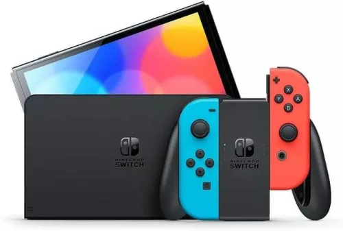 Nintendo Switch OLED Játékkonzol, Neon Blue - Neon Red Joy-Con™, 7" OLED Kijelző, 1280x720, 64GB, NVIDIA Tegra, Wi-Fi, Bluetooth 4.1, USB Type-C, HDMI