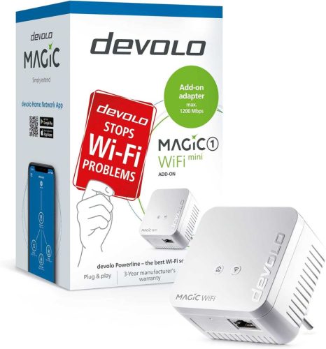 Devolo Magic 1 WiFi Mini Powerline Adapter, 1200 Mbit/s, Mesh WiFi, G.hn Technológia, Vendég WiFi, Ethernet, Asztali Számítógép, Laptop, Fehér
