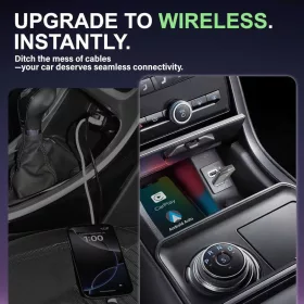   ZOUHOE CA6 CarPlay Wireless Adapter, Android Auto, 5,8 GHz WiFi, Bluetooth 5.4, USB, USB-C, Plug And Play, iOS 10+, Android 10+, Fekete