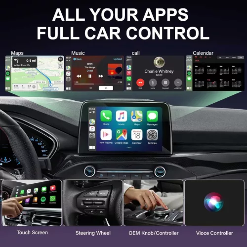 ZOUHOE CA6 CarPlay Wireless Adapter, Android Auto, 5,8 GHz WiFi, Bluetooth 5.4, USB, USB-C, Plug And Play, iOS 10+, Android 10+, Fekete