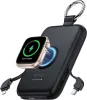 RORRY D2-10000 Power Bank, 10000mAh, PD 20W Gyors Töltés, Beépített USB-C És Lightning Kábel, Vezeték Nélküli Apple Watch Töltés, Fekete