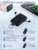 RORRY D2-10000 Power Bank, 10000mAh, PD 20W Gyors Töltés, Beépített USB-C És Lightning Kábel, Vezeték Nélküli Apple Watch Töltés, Fekete