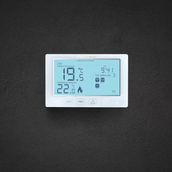 Plikc Neve Pro RFW Vezeték Nélküli WiFi Kroonotermosztát, Dual Band 2,4GHz 5GHz, Programozható, LCD Kijelző, Fagyvédelem, Fehér, Műanyag