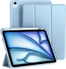 EspZanthic iPad Air 28cm Tok, M3 M2 2025 2024, iPad Air 6 5 4, Puha TPU Hátlap, Háromszög Állvány, Auto Ébresztés Alvás, Ceruzatartó, Kék