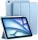 EspZanthic iPad Air 28cm Tok, M3 M2 2025 2024, iPad Air 6 5 4, Puha TPU Hátlap, Háromszög Állvány, Auto Ébresztés Alvás, Ceruzatartó, Kék