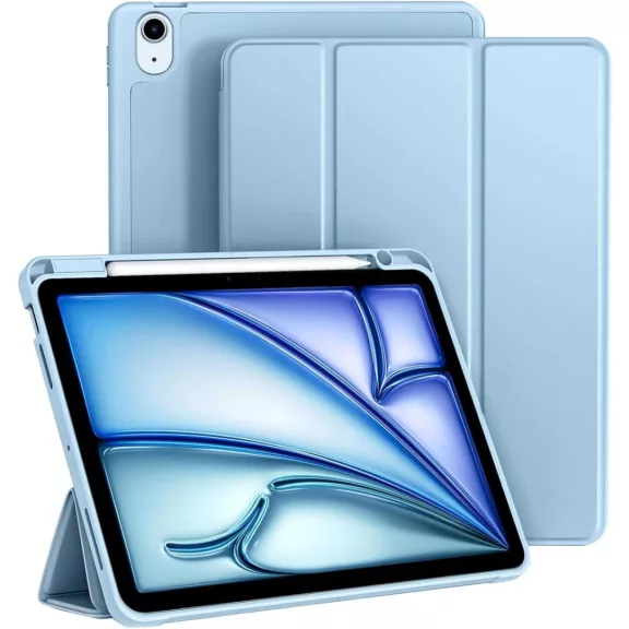 EspZanthic iPad Air 28cm Tok, M3 M2 2025 2024, iPad Air 6 5 4, Puha TPU Hátlap, Háromszög Állvány, Auto Ébresztés Alvás, Ceruzatartó, Kék EspZanthic iPad Air 28cm Tok, M3 M2 2025 2024, iPad Air 6 5 4, Puha TPU Hátlap, Háromszög Állvány, Auto Ébresztés Alvás, Ceruzatartó, Kék