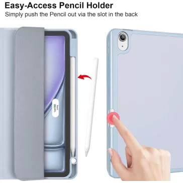   EspZanthic iPad Air 28cm Tok, M3 M2 2025 2024, iPad Air 6 5 4, Puha TPU Hátlap, Háromszög Állvány, Auto Ébresztés Alvás, Ceruzatartó, Kék