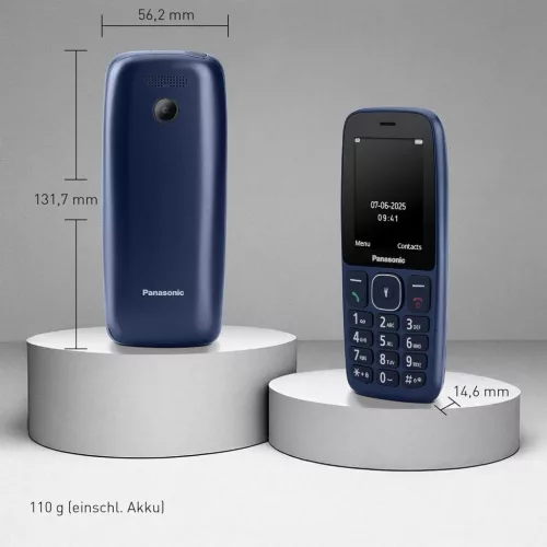 Panasonic KX-TF400EXC Mobiltelefon, 4G LTE, ThreadX Mocor20A, 32 GB, 6 Cm TFT Színes Kijelző, VoLTE, Bluetooth, USB-C, IP44, LED Zseblámpa, Kék