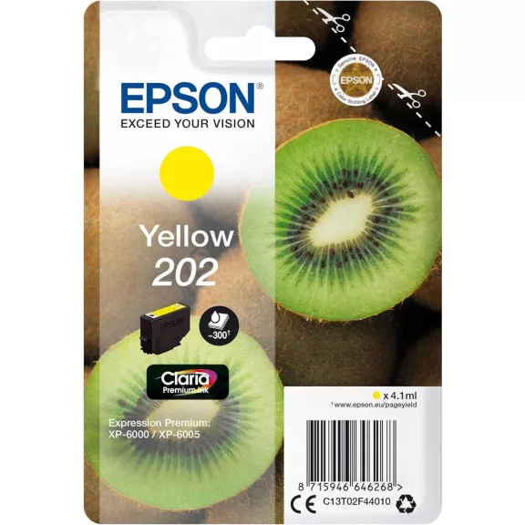 Epson Kiwi T02G4 Sárga Tintapatron, Dye Alapú Vízbázisú Tinta, 300 Oldalas Kapacitás, XP-6000, XP-6005, XP-6100, XP-6105 Kompatibilis Epson Kiwi T02G4 Sárga Tintapatron, Dye Alapú Vízbázisú Tinta, 300 Oldalas Kapacitás, XP-6000, XP-6005, XP-6100, XP-6105 Kompatibilis