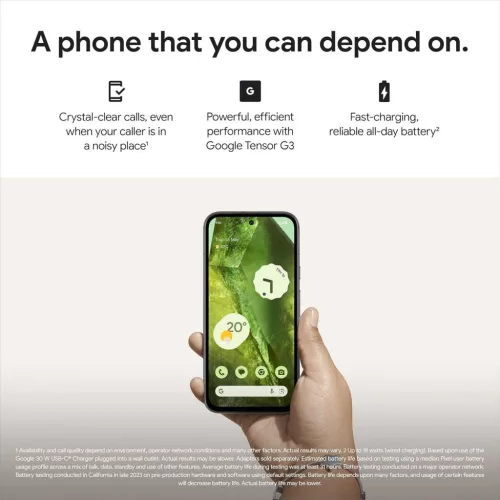 Google Pixel 8a Okostelefon, Android, 8 GB RAM, 128 GB, Snapdragon, 3 GHz, 15 cm, 1080 × 2400, 120 Hz, 4G, 5G, GPS, USB Type C, Obsidian