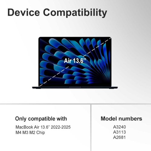 NPUOLS PP Tok MacBook Air 35cm 2025 2024 2022 M4000 L M2 A3240 A3113 A2681, Puha Matt Kék, Félátlátszó, Csúszásgátló Talp, 0,1 cm Vékony, 150 g