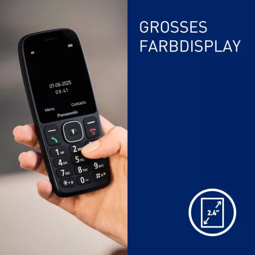 Panasonic KX-TF400EXB Nyomógombos Mobiltelefon, 4G LTE, 32 GB, LCD Kijelző, VoLTE, USB-C, Bluetooth, LED Zseblámpa, 3,5 Mm Jack, Fekete