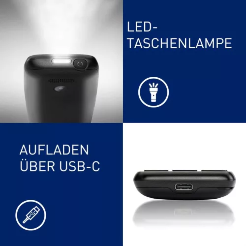 Panasonic KX-TF400EXB Nyomógombos Mobiltelefon, 4G LTE, 32 GB, LCD Kijelző, VoLTE, USB-C, Bluetooth, LED Zseblámpa, 3,5 Mm Jack, Fekete