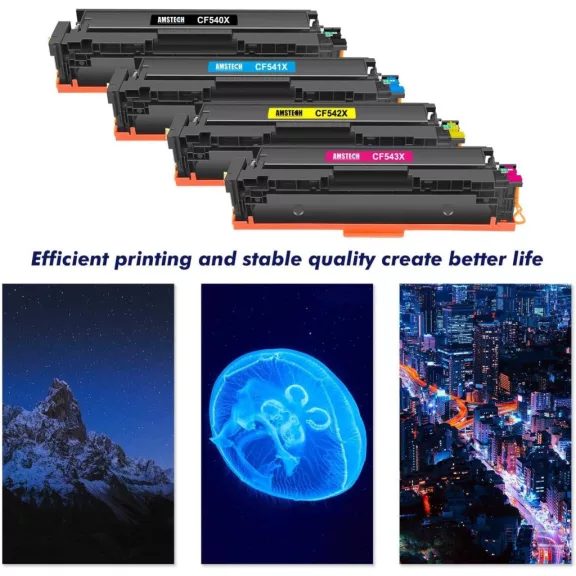 Amstech Toner Kazetta Szett, HP 203X 203A CF540X CF541X CF542X CF543X Kompatibilis, 4 Darab, Fekete Cian Sárga Magenta, XXL, A4, 3200 Oldal Fekete, 2500 Oldal Színes Amstech Toner Kazetta Szett, HP 203X 203A CF540X CF541X CF542X CF543X Kompatibilis, 4 Darab, Fekete Cian Sárga Magenta, XXL, A4, 3200 Oldal Fekete, 2500 Oldal Színes