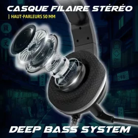   AKUMA Seinen H04 Vezetékes Gaming Fejhallgató, 50mm Sztereó Hangszóró, Zajcsökkentő Mikrofon, 3,5mm Jack, Fekete