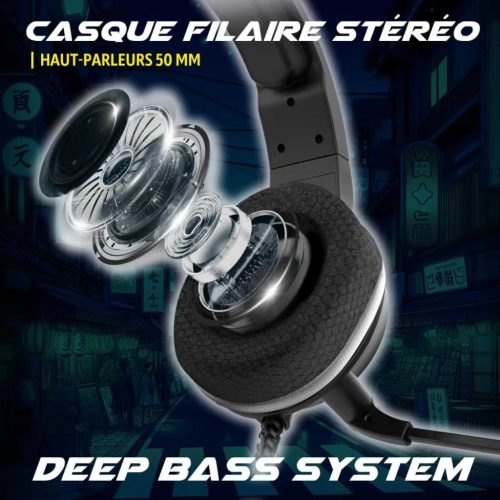 AKUMA Seinen H04 Vezetékes Gaming Fejhallgató, 50mm Sztereó Hangszóró, Zajcsökkentő Mikrofon, 3,5mm Jack, Fekete