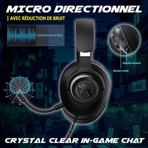 AKUMA Seinen H04 Vezetékes Gaming Fejhallgató, 50mm Sztereó Hangszóró, Zajcsökkentő Mikrofon, 3,5mm Jack, Fekete