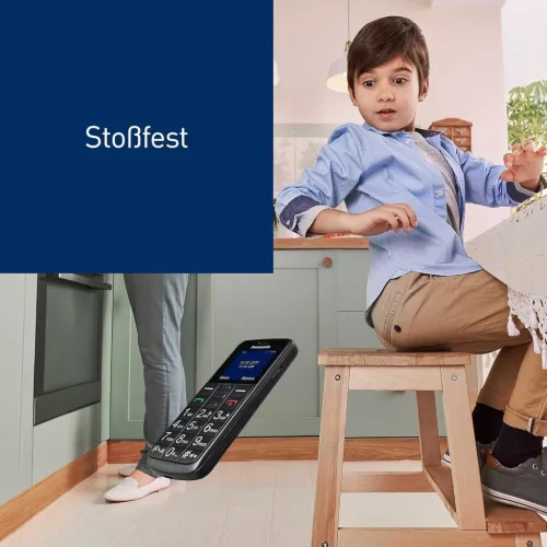 Panasonic KX-TU110EX Mobiltelefon, 4,6 Cm Színes Kijelző, Nucleus OS, 2G, Dual SIM, SOS Gomb, LED Zseblámpa, Bluetooth, USB, Fekete