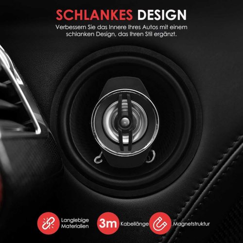 Pyle PL31BK Autós Hangszóró Pár, 2 Utas Koaxiális, 120W Max, 60W RMS, 4 Ohm, 2,5cm Neodímium Tweeter, KSV Tekercs, Surround 2.0, Fekete