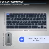 Bluestork PACK-WL-MINI-V2/FR Vezeték Nélküli Billentyűzet Egér Szett, AZERTY, 2,4 GHz, Bluetooth 3.0/5.0, 1600 DPI, USB-C Töltés, 80 h Üzemidő, Fekete
