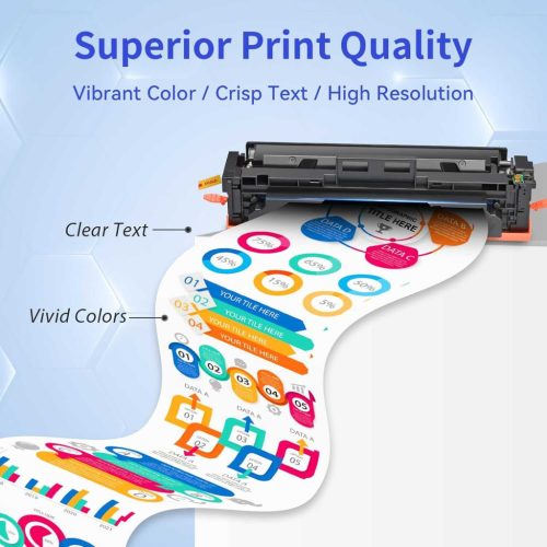 MYCARTRIDGE HP 207A Toner Készlet, W2210A W2211A W2212A W2213A, Fekete Cián Magenta Sárga, Chip, 4 Darab, 1350 1250 Oldal, A4, Lézer