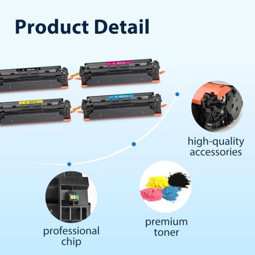 MYCARTRIDGE HP 207A Toner Készlet, W2210A W2211A W2212A W2213A, Fekete Cián Magenta Sárga, Chip, 4 Darab, 1350 1250 Oldal, A4, Lézer