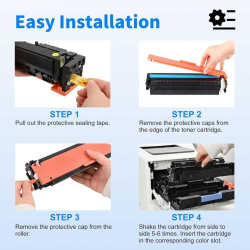 MYCARTRIDGE HP 207A Toner Készlet, W2210A W2211A W2212A W2213A, Fekete Cián Magenta Sárga, Chip, 4 Darab, 1350 1250 Oldal, A4, Lézer