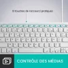 Perixx PERIBOARD-213 FR W Vezetékes Billentyűzet, USB, FR Azerty, Chiclet, Csendes Ollós Mechanika, 13 Multimédia Gyorsgomb, Beépített Numerikus, Fehér