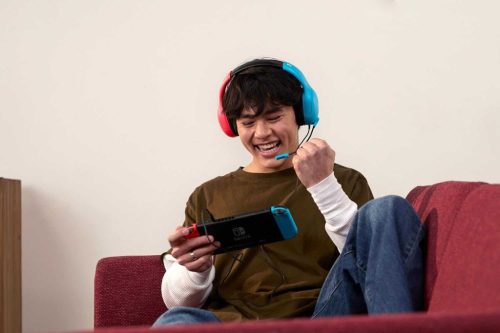 Turtle Beach Airlite Fit Over Ear Gaming Fejhallgató, Vezetékes, 40 mm Hangszóró, Kétirányú Mikrofon, Flip-To-Mute, 3,5 mm Jack, 35 Ω, Nintendo Switch, Fekete-Kék