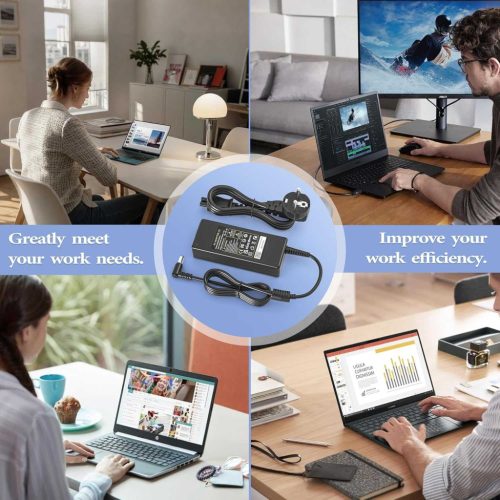 NATNO Sony Vaio Laptop Töltő, 19,5V 4,7A, 90W, 2 Tűs Csatlakozó, 6,5×4,4mm Dugó, Kompatibilis VGP-AC19V Széria, Sony Bravia KDL, Fekete