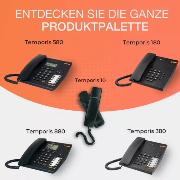 Alcatel Temporis 10 Vezetékes Asztali Telefon, Digitális, Egyszerű Billentyűzet, Fekete, Műanyag Ház, TAE Kábel Nélkül