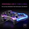 Mars Gaming MGP-C Vezetékes Gamepad, Neon RGB, Átlátszó Fekete, Dual Haptic Vibration, 20 Gomb, Analóg Joystick, USB-A USB-C, 2 m Kábel, PC, Switch, PS3, Android