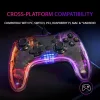 Mars Gaming MGP-C Vezetékes Gamepad, Neon RGB, Átlátszó Fekete, Dual Haptic Vibration, 20 Gomb, Analóg Joystick, USB-A USB-C, 2 m Kábel, PC, Switch, PS3, Android
