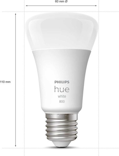 Philips Hue White E27 LED izzó, 9 W, 806 lm, Meleg Fehér, Dimmelhető, Smart Light, Voice Control, App Control, Energy Star, Műanyag