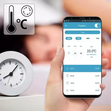   Hama 176592 Okos Radiátor Termosztát, Wi-Fi, Zigbee, Programozható, LED Kijelző, App Vezérlés, Érzékelés Ablaknyitás, Fagyvédelem, Fehér