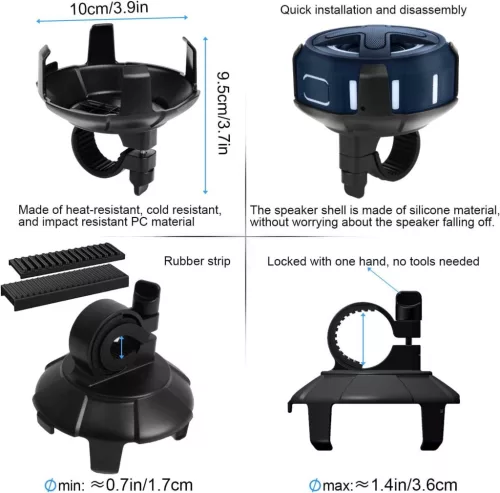 XLEADER X8BLPRO Bluetooth Hangszóró Kerékpárra És Rollerre, 8W, Sztereó, IPX7 Vízálló, Kormánybilincs, 2000mAh Akkumulátor, RGB LED Fény, Beépített Mikrofon, Kék