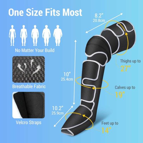 COMFIER FE-7204B Lábmasszírozó, Láb, Lábfej, Vádli, Comb, Térd, Légkompresszió, 3 Intenzitás, 3 Fokozatú Melegítés, Fájdalomcsillapítás, Vérkeringés Javítás, Fekete