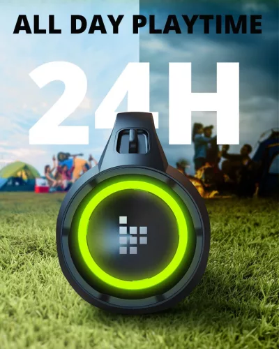 Tronsmart Bang SE Kültéri Bluetooth Hangszóró, 40 W, Sztereó, Bluetooth 5.3, 24 Óra Üzemidő, IPX6 Vízálló, LED Fény, Vállpánt