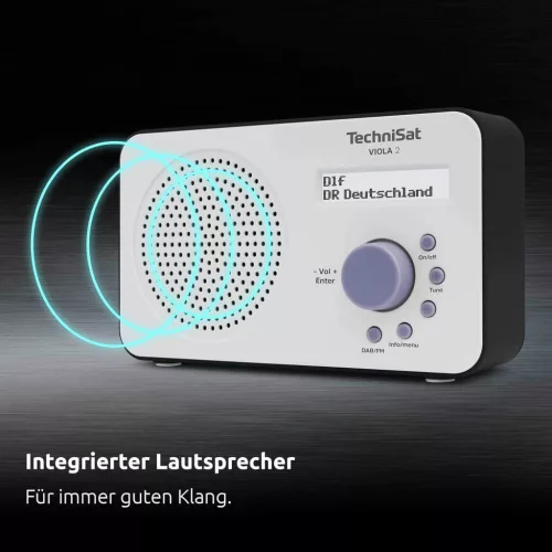 TechniSat Viola 2 Hordozható Rádió, DAB+, FM RDS, Internet Radio, LCD Kijelző, Automatikus Állomáskeresés, Elektronikus Hangerőszabályzás, Fejhallgató Kimenet, Fehér/Fekete
